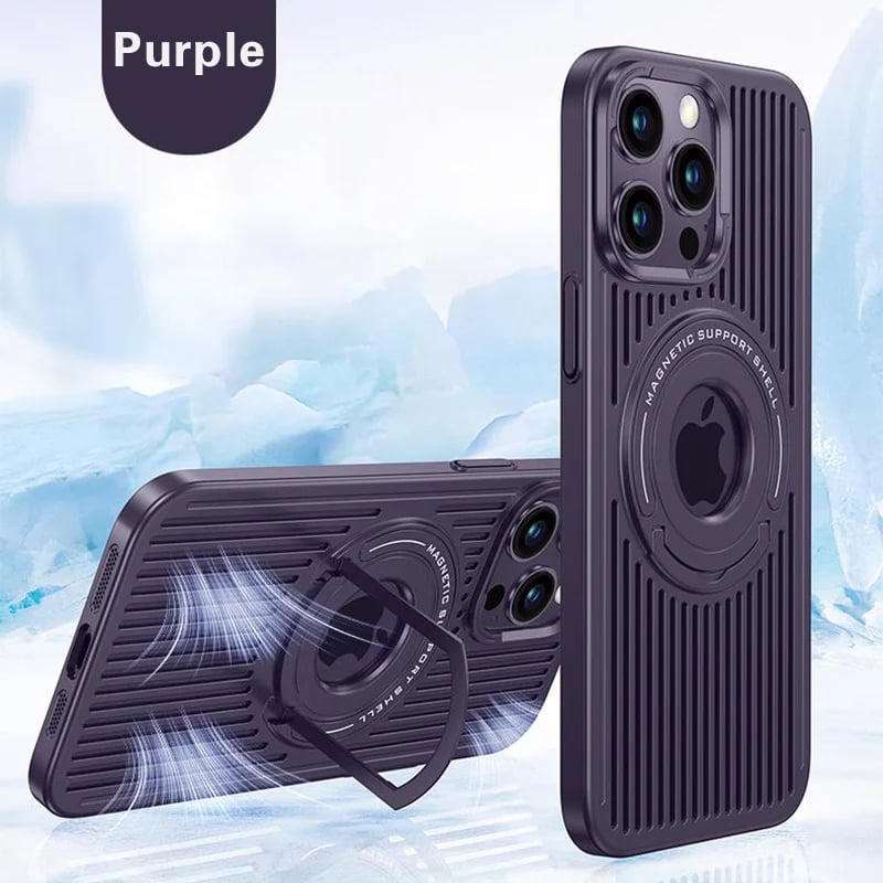 Heat-Dissipating Magnetic Protective Phone Case with Pull-out Bracket for iPhone