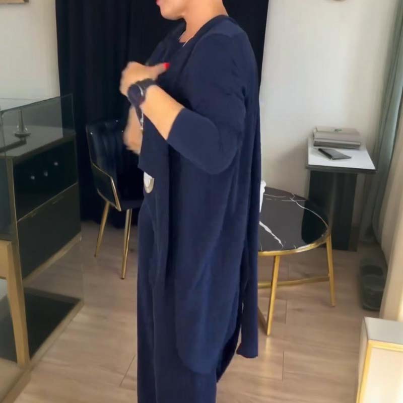 Elegant Longline Cardigan & Top & Pants 3-Pieces Set
